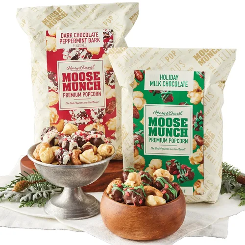 Vista 8 de Moose Munch® Premium Popcorn Classic Duo, cesta de regalo de palomitas de maíz, golosinas dulces y saladas, paquete variado