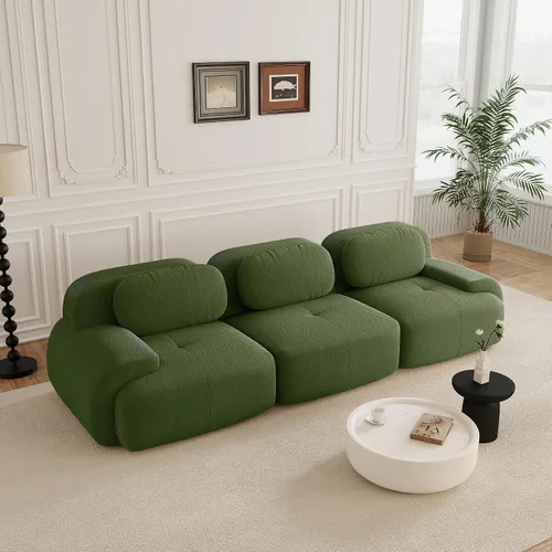 Vista 22 de Sofás modulares sin hueso de 152.8 pulgadas para sala de estar, sofá modular con diván en forma de L, cómodo asiento profundo tapizado de tela