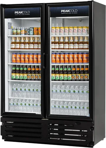 Vista 17 de PEAKCOLD + Refrigerador vertical de 1 puerta - Refrigerador comercial negro de 19.2 pies cúbicos de bajo consumo con puerta de vidrio