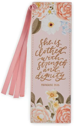 Vista 8 de Christian Art Gifts - Marcapáginas premium de piel sintética vegana con escritura bíblica para mujeres: Cuando ella habla - Proverbios 31:26, Marrón