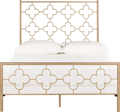Vista 9 de Safavieh Home Morris - Cama marroquí de oro antiguo, tamaño matrimonial Dorado antiguo