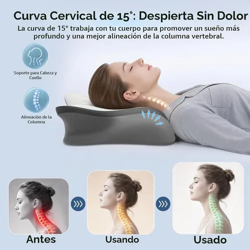 Vista 2 de Almohada cervical para aliviar el dolor, contorno ergonómico