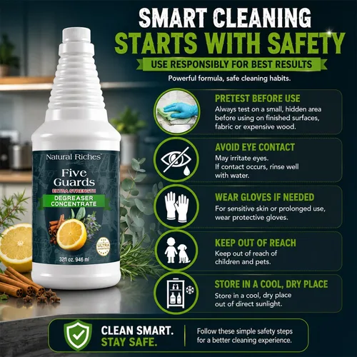 Vista 9 de Natural Riches Five Guards Degreaser Concentrate Makes Up to 64 Gallons, Essential Oil Blend Formula, Multi-Surface Cleaner for Kitchen, Cookware