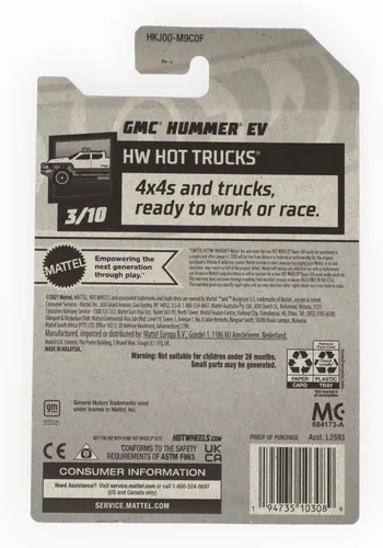 Vista 2 de Hot Wheels GMC Hummer EV, HW Camiones calientes 3/10 [Blanco] 116/250