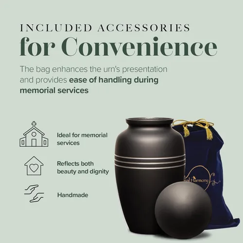 Vista 7 de Eternal Harmony Urna grande para cenizas, jarrón de cremación masculino y femenino para cenizas humanas, sello seguro y bolsa de terciopelo, jarrón