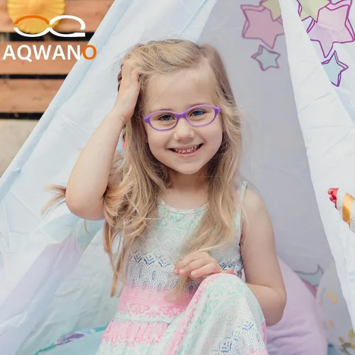 Vista 5 de AQWANO Children Optical Glasses Frame tr90 Flexible Bendable One-piece Safe Eyeglasses Girls Boy