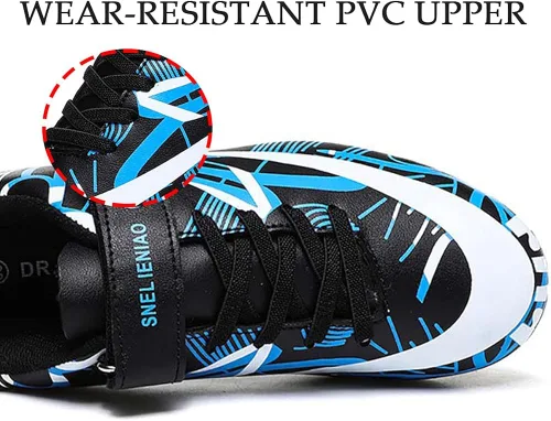 Vista 3 de Niber Zapatos de fútbol para niños pequeños y grandes, ligeros y duraderos, zapatos de fútbol antideslizantes para fútbol al aire libre, tacos firmes