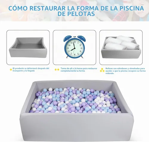 Vista 5 de Piscina de bolas de espuma para niños pequeños, piscina rectangular de 47 pulgadas para niños, piscina de bolas suave tamaño grande, regalo ideal