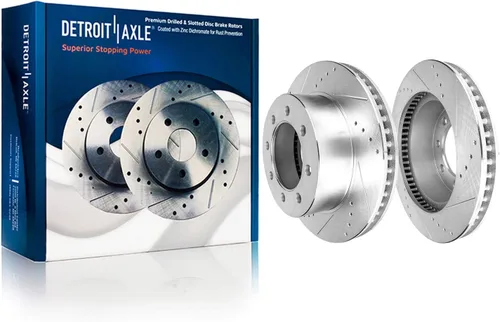 Vista 32 de Detroit Axle - Rotores perforados delanteros de 10.827 in + pinza de freno lateral del pasajero de repuesto para Toyota RAV4 Prius V Lexus HS250H