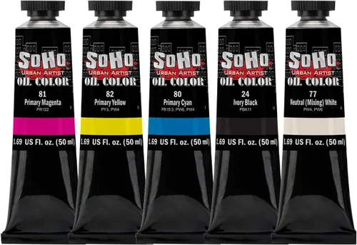 Vista 14 de Soho Urban Artist Juego de tubos de pintura al óleo de 24 a 0.4 fl oz, aceites de triple fresado con linaza refinada, aplicación suave, mezclas