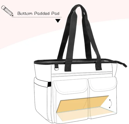 Vista 14 de LoDrid Bolsa para profesores con almohadilla inferior, capa de almacenamiento separada para laptop (hasta 15.6 pulgadas), bolsas para profesores