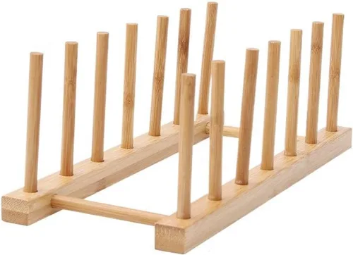 Vista 3 de KazUp Simple Madera Cocina Bowl Rack Placa Plato Olla Tapa Rack Hogar Almacenamiento Rack