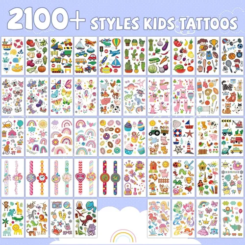 Vista 2 de EMOME Más de 2100 estilos de tatuajes para niños, 168 hojas de tatuajes temporales para niños, recuerdos de fiesta, decoraciones de cumpleaños