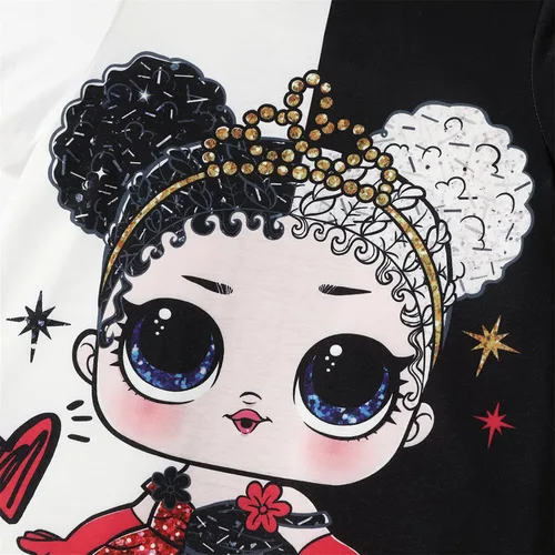 Vista 2 de L.O.L. Surprise! Vestido de manga corta con estampado de dibujos animados para niños y niñas, vestido casual de verano
