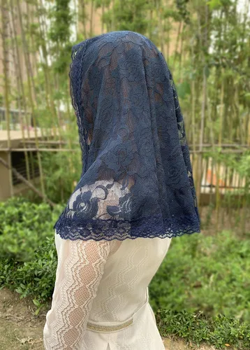 Vista 10 de Velo de mantilla de encaje suave y cómodo, 7 colores, estilo español, velo de encaje, cubierta de cabeza, forma de D