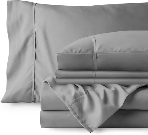 Vista 35 de Bare Home Juego de sábanas 1800 ultra suaves con 4 fundas de almohada 24 - rosa claro