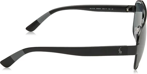 Vista 3 de Polo Ralph Lauren PH3119 - Lentes de sol cuadrados de metal para hombre negro mategris polarizado 2283in negro mategris polarizado