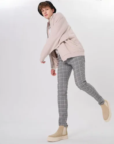 Vista 8 de Plaid&Plain Pantalones a cuadros para hombre, pantalones de vestir ajustados para hombre, pantalones chinos ajustados para hombre