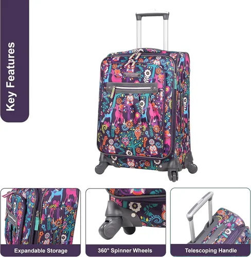 Vista 2 de Lily Bloom Patrón de diseño de equipaje de 28 pulgadas expandible con ruedas giratorias dobles, maleta grande y ligera bolsa a cuadros para mujeres