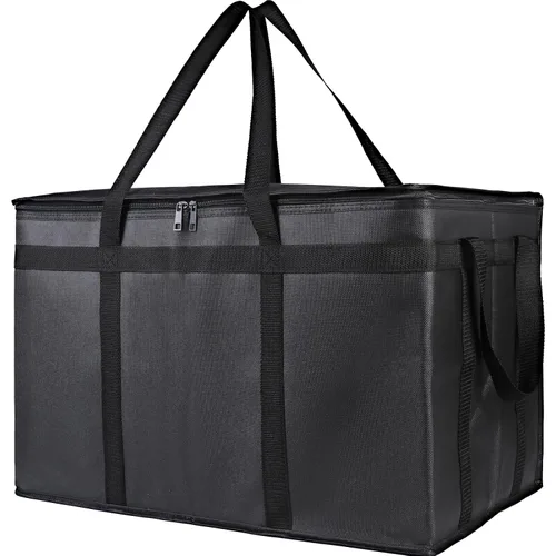 Vista 32 de Bodaon Bolsa de entrega de pizza aislada, 20" x 20" x 8" bolsas calentadoras de pizza para mantener caliente, bolsa aislada para entrega de Negro