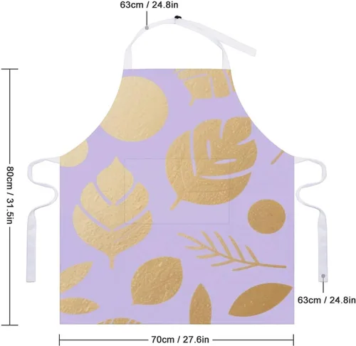 Vista 2 de MUSM Apron for Adults - 27.6 X 31.5 Inch, Heavy-Duty Polyester Aprons with Two Large Pockets, Waterproof Leaf Print Pattern Kitchen Apron for