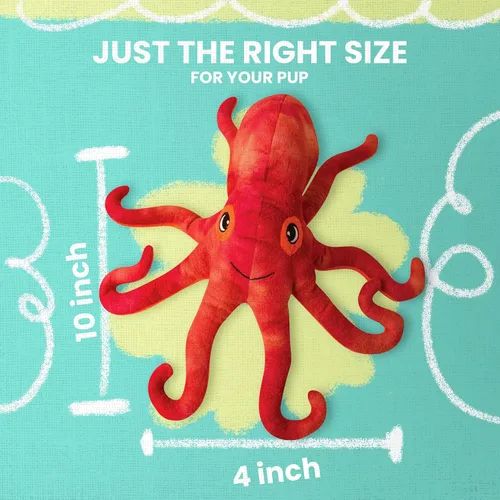 Vista 4 de Snugarooz Olivia The Pultopus with Repair Patch - Juguete de felpa suave y duradero para perros – Chirriante arrugado – Ideal para perros medianos a