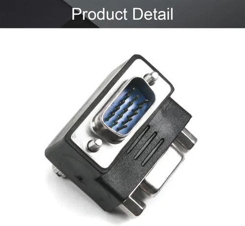 Vista 4 de Fielect DB15 VGA cambiador de género de 15 pines hembra a macho de 3 filas de ángulo recto Mini cambiador de género adaptador conector para 15pin