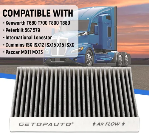 Vista 2 de GETOPAUTO Filtro de aire de cabina PA30093 con carbón activado compatible con Kenworth T-680 T-880 Peterbilt 567 579 Reemplazar X1987001 PA30093