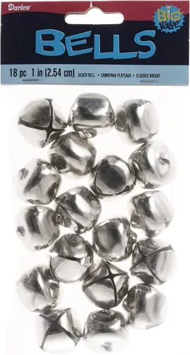 Vista 3 de Darice, cascabeles festivos, de plata, 1 pulgada, 18