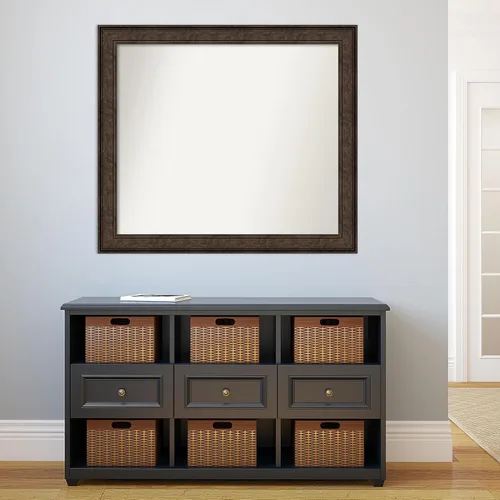 Vista 453 de Amanti Art Espejo de pared personalizado no biselado (25 x 25 pulgadas), marco de bronce acentuado, varios tamaños personalizados, espejo de baño