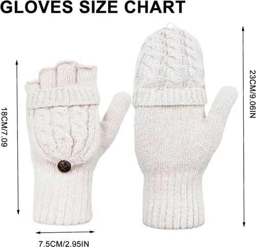 Vista 112 de Beurlike Guantes de invierno para mujer, de lana cálida, a prueba de viento, convertibles, sin dedos