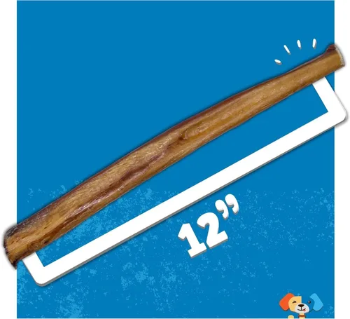 Vista 2 de Jack&Pup Bully Sticks de 12 pulgadas para perros grandes Bully Sticks Jumbo sin olor de larga duración Totalmente naturales, palitos de carne
