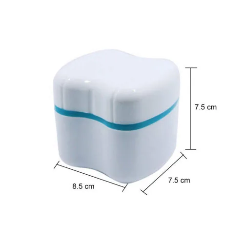 Vista 6 de Taza de dentadura, caja de baño para dentadura postiza, caja de baño para limpieza, almacenamiento y recuperación, color aleatorio, 1 pieza