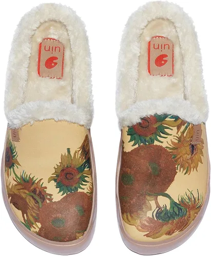 Vista 3 de UIN Mocasines para mujer, cómodos y modernos, pintados con arte artístico, puntera ancha, informales, para el hogar, mocasines sin cordones
