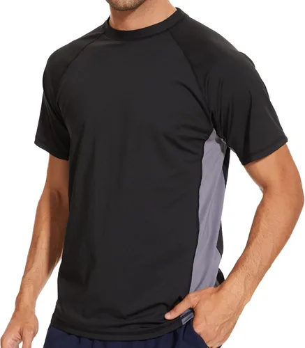 Vista 17 de Arcweg Rashguard Men Swim Short Sleeves Diving UV Protection UPF 50+ Elastic Rash Vest Loose Fit Top Swimming Quick Drying