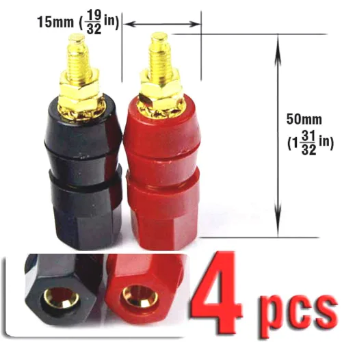 Vista 3 de 0.157 in Banana Binding Post Socket Panel Mount Rojo Negro, Paquete de 4