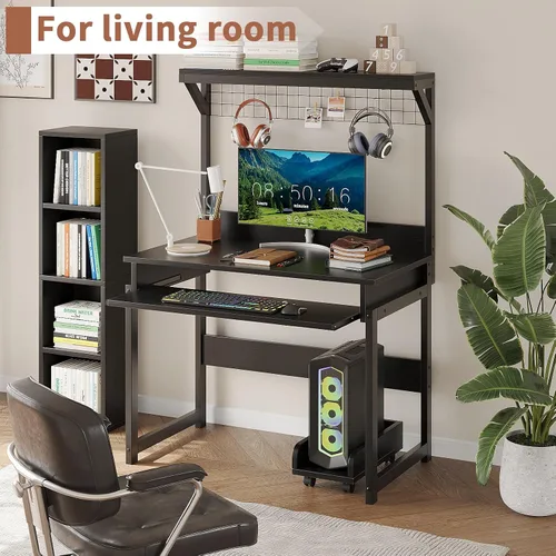 Vista 7 de ALISENED - Escritorio pequeño para computadora de 31.5 pulgadas con Negro