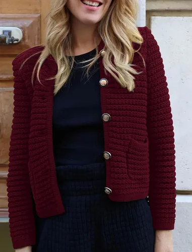 Vista 6 de PRETTYGARDEN Suéteres tipo cárdigan para mujer 2023 para otoño, frente abierto, con botones, manga larga, bolsillos, informal, de punto grueso, ropa