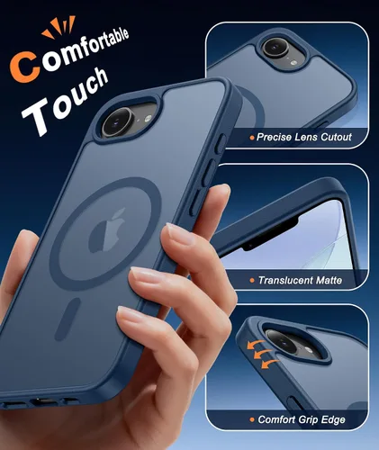 Vista 219 de FNTCASE Funda para iPhone 17 Pro: Fundas delgadas translúcidas de color azul claro compatibles con MagSafe, protección completa de la cámara