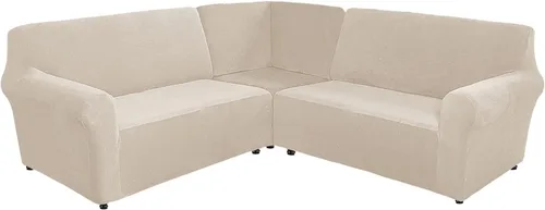 Vista 16 de YOPOIY Fundas de terciopelo para sofá esquinero, 3 piezas, en forma de L, alta elasticidad, suave y lavable a máquina, protector de muebles