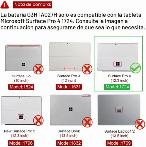 Vista 2 de Futurebatt DYNR01 G3HTA027H - Batería de repuesto para laptop Microsoft Surface Pro 4 1724 12.3 pulgadas Tablet Series G3HTA026H G3HTA027H 7.5V