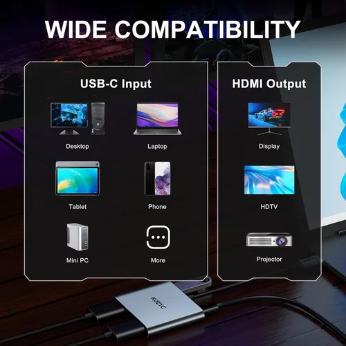 Vista 10 de Adaptador USB C a HDMI Dual 4K@30Hz, Hub USB C Multipuerto KOZYC con 2xHDMI, USB 3.0, 100W PD, Compatible con Divisor USB C a HDMI Pantalla