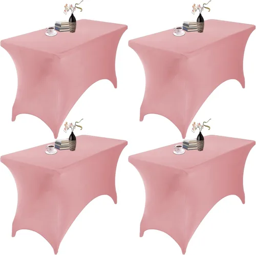 Vista 103 de Paquete de 2 fundas de mesa de elastano impermeables para mesas rectangulares, 6 pies, negras, elásticas, resistentes a manchas, para todas