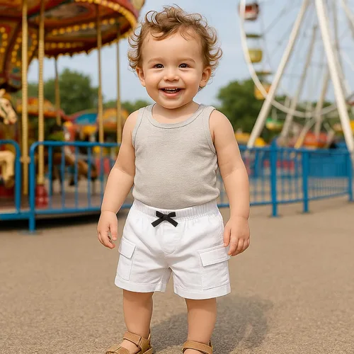 Vista 2 de SOBOWO Pantalones cortos deportivos de verano para bebés niños y niñas, paquete de 3 unidades, pantalones deportivos de algodón sólido, pantalones