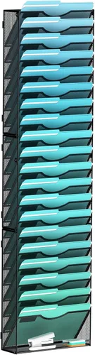 Vista 22 de Gawerk Organizador de archivos de pared colgante de 3 niveles, organizador de papel de correo de malla para colgar carpetas de archivos para oficina