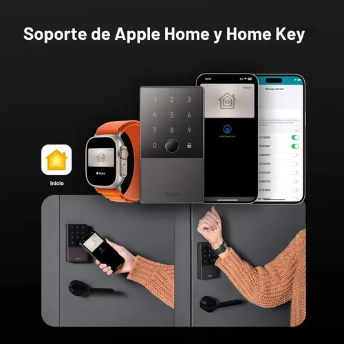 Vista 3 de Aqara Smart Lock U100, cerradura de puerta de entrada sin llave con llave Apple Home, teclado de pantalla táctil, cerrojo electrónico Bluetooth, Gris