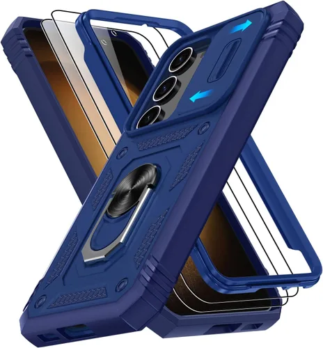 Vista 119 de Gritup Funda para Google Pixel 6 con cubierta deslizante para cámara y protector de pantalla (2 unidades), soporte de anillo giratorio 360°, funda