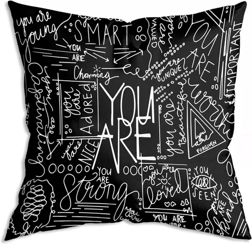 Vista 9 de Funda de Almohada Suave para Decoración con Citas Inspiradoras "Eres Valiente Suficiente Amado", Funda de Almohada y Cojín para Sofá, Sofá Cama