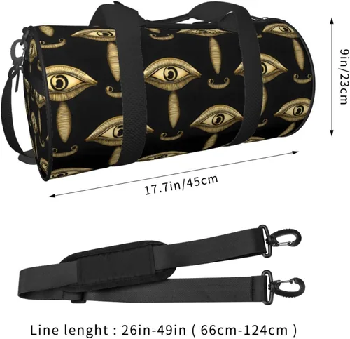 Vista 2 de Large Duffle Bag for Travel - Retro Golden Eyes Print Gym Bag for Women Men, Travel Foldable Bags for Women Men with Zippered Multiple Pockets