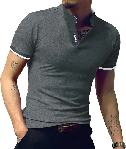 Vista 2 de LOGEEYAR - Polo de piqué para hombre, manga corta, ajustado, de algodón